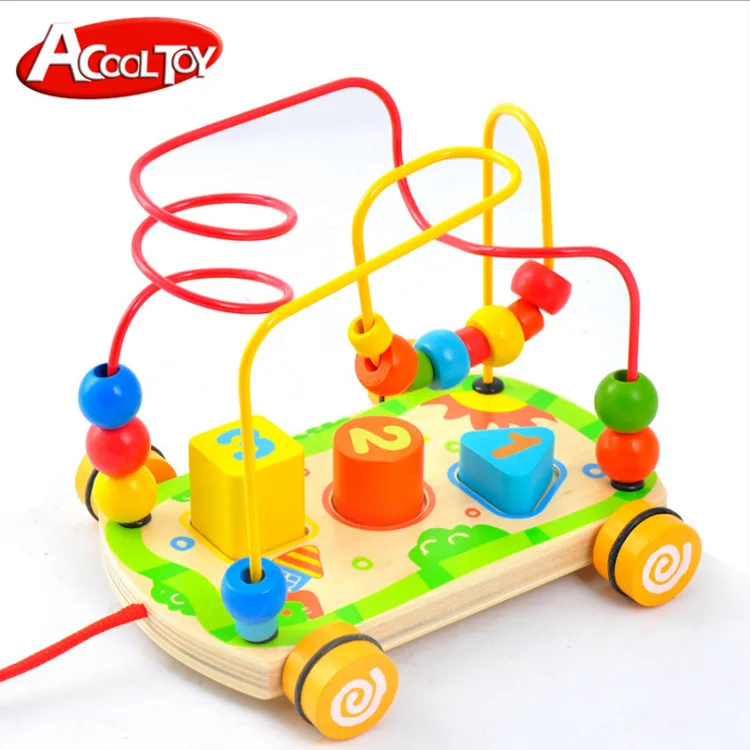 

Micro Acool Wooden Plectrum Sound Making Drag Iron Wire Beaded Bracelet Bead-stringing Toy Children'S Educational Early Childhoo