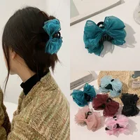 New Style Women Barrettes Organza Bow Tie Hair Claws Fabric Hairclips Simple Versatile Hairpins Temperament Ladies Hairgrip Gift