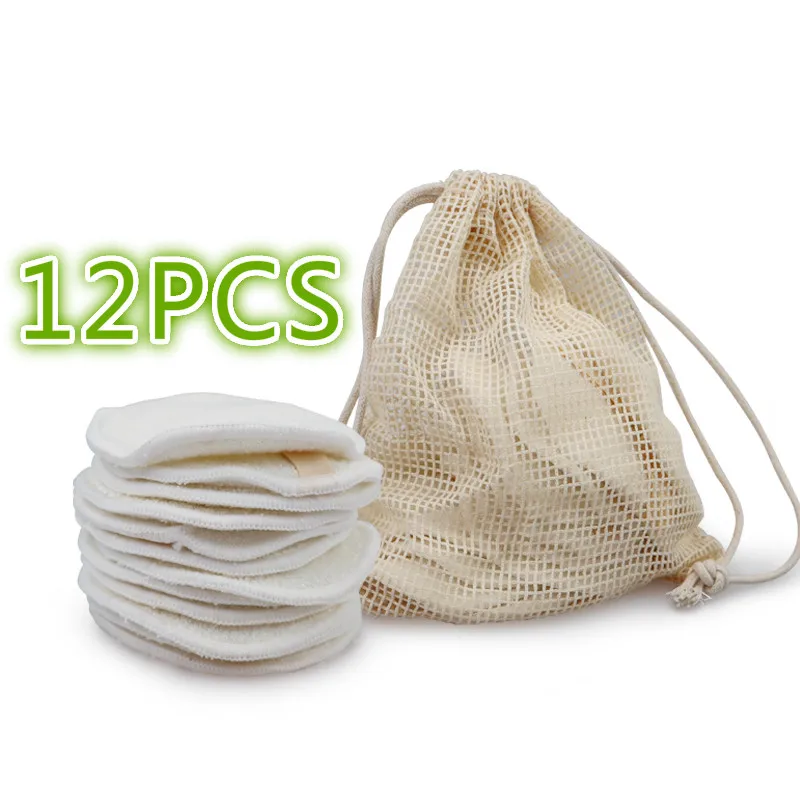 12Pcs 12 шт. многоразовые хлопковые подушечки для снятия макияжа моющиеся круглые бамбуковые подушечки для макияжа тканевые подушечки для ухода за кожей инструмент для очистки кожи - Цвет: 12Pcs