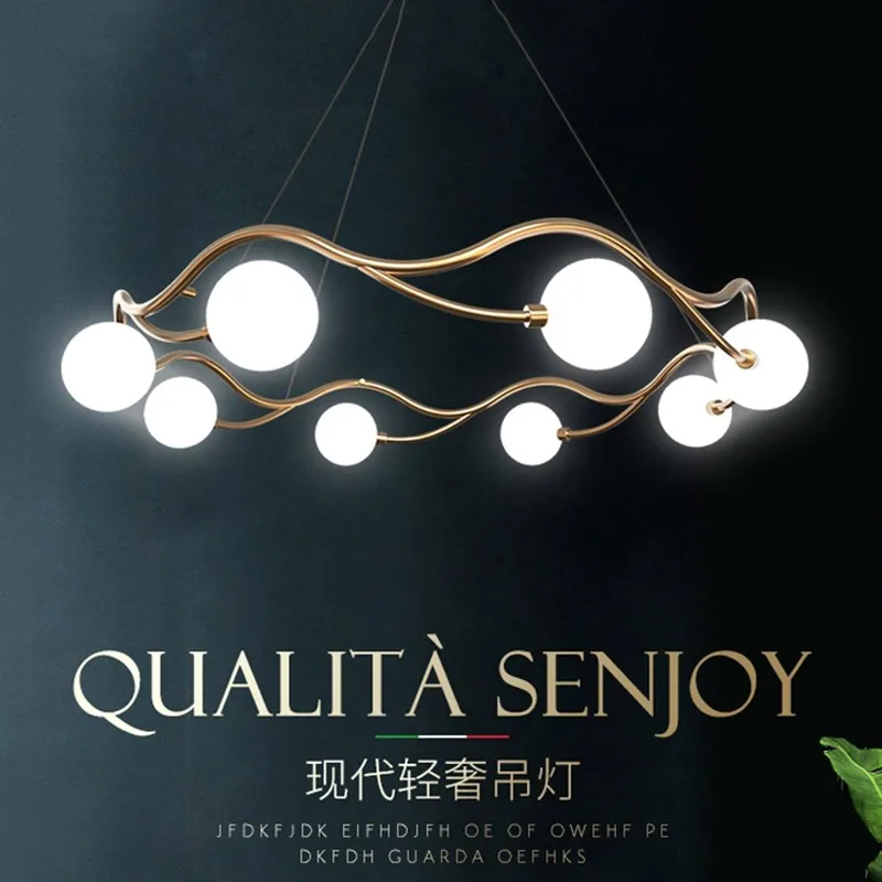 

Simple and modern led chandelier lighting restaurant living room indoor chandelier Nordic/golden/glass ball round hanging lamp