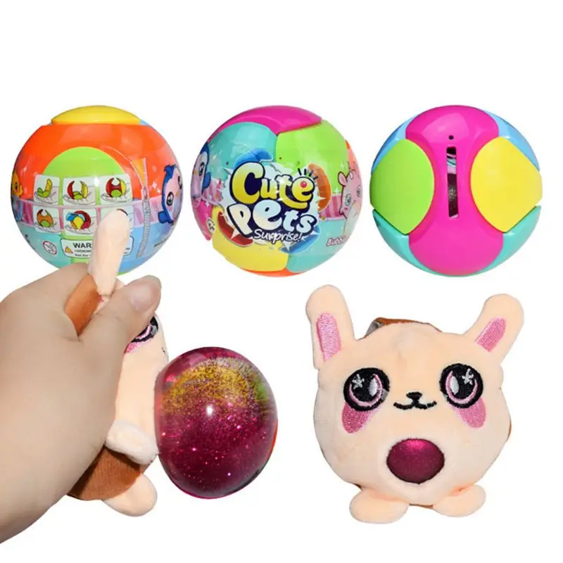 Cute Animal Pet Spit Bubble Plush Ball Anti-stress Decompression Building Block Toy for Kids Children Birthday Gift Y4UD