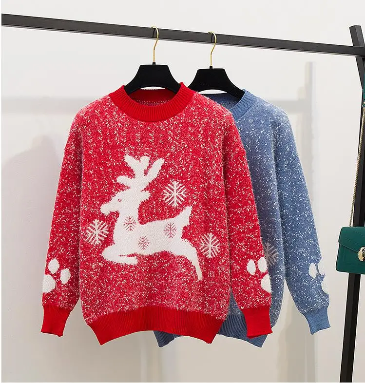 

Pullover women's autumn and winter new 2019 fresh Christmas red sweater fashion shirt women