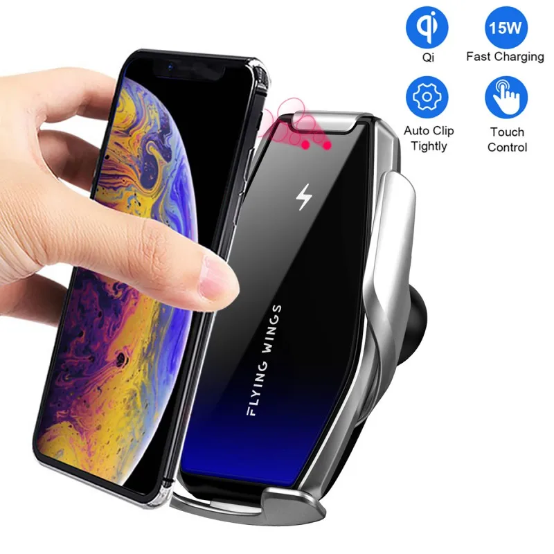  15W Wireless Car Charger Qi Fast Charging Automatic Clamping Phone Holder For Samsung S10/S9/S8 For