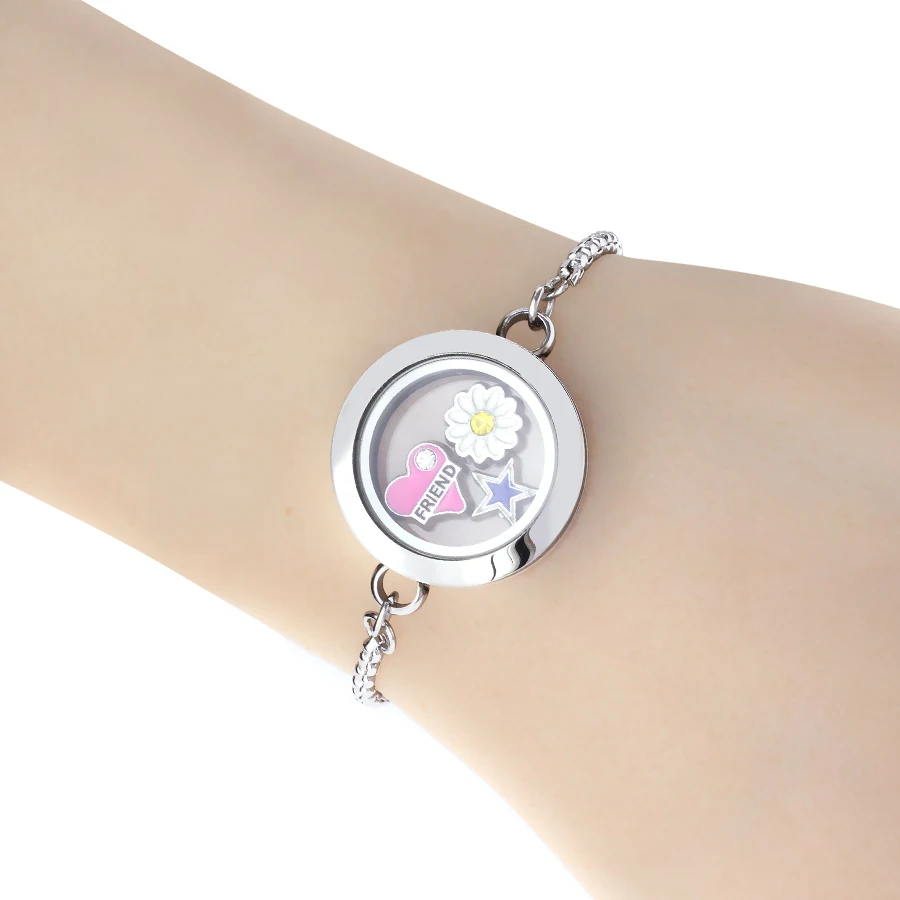 Bracelet Jewelry 316L Stainless Steel Living Memory Locket Bangel Bracelets For Women 30mm Floating Charms Lockets DIY Jewelry Making Gift