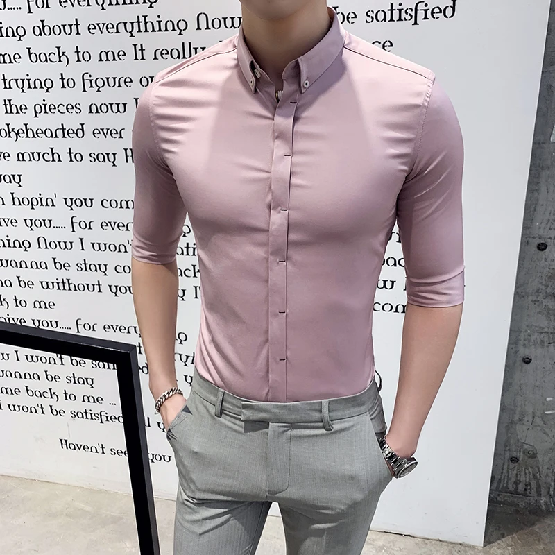 British Style Shirt Men Fashion 2020 Half Sleeve Mens Dress Shirts High Quality Slim Fit Business Formal Shirts Men Clothes 3XL British Style Shirt Men Fashion 2020 Half Sleeve Mens Dress Shirts High Quality Slim Fit Business Formal Shirts Men Clothes 3XL