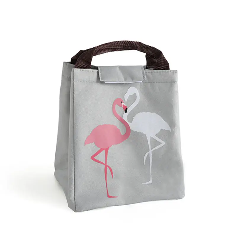 PURDORED 1 шт. Для женщин Фламинго сумка для еды водонепроницаемая Оксфорд пляжная сумка для пикника студент малыш бэнто для пикника большая сумка-охладитель - Цвет: gray