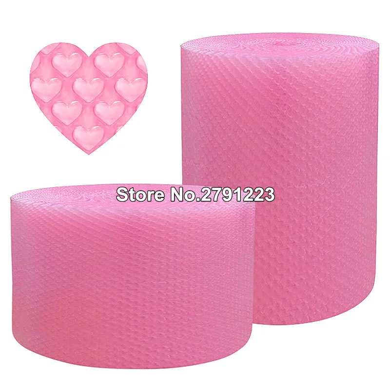 Mini rollo de burbujas de aire en forma de corazón para fiestas, rollo de espuma para regalos, decoración de boda, urdimbre, color rosa, 20cm x 5m
