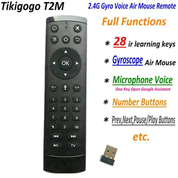 

T2M 2.4G Gyro Air Mouse 28 IR Learning Google Voice Search for Android Smart TV Box PK T1M G10 G20 G30s G21 Pro Remote Control