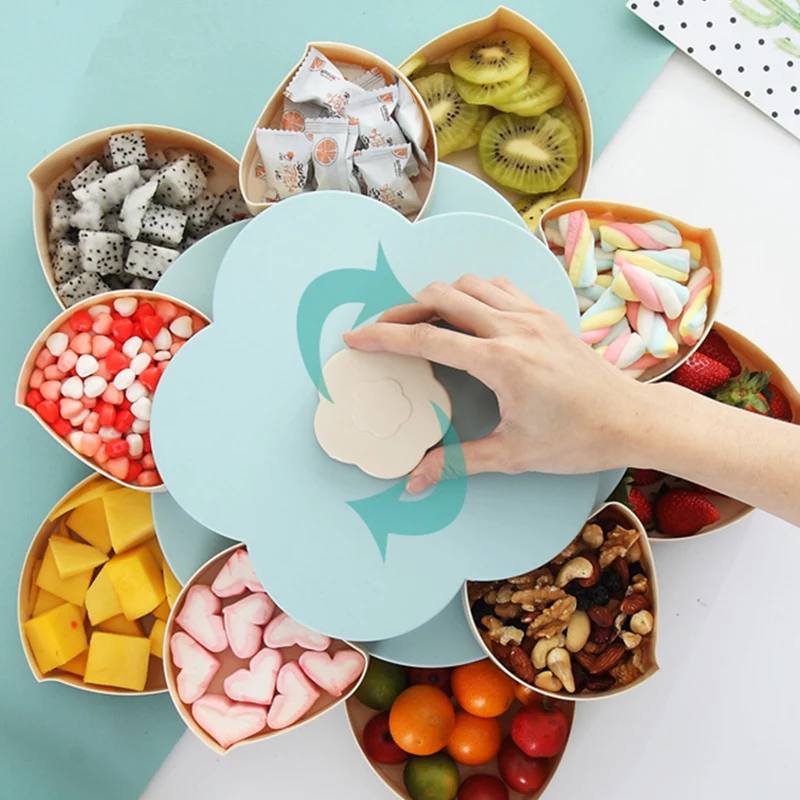 Лепесток форма вращающаяся коробка для закусок поддон хранения продуктов гайка