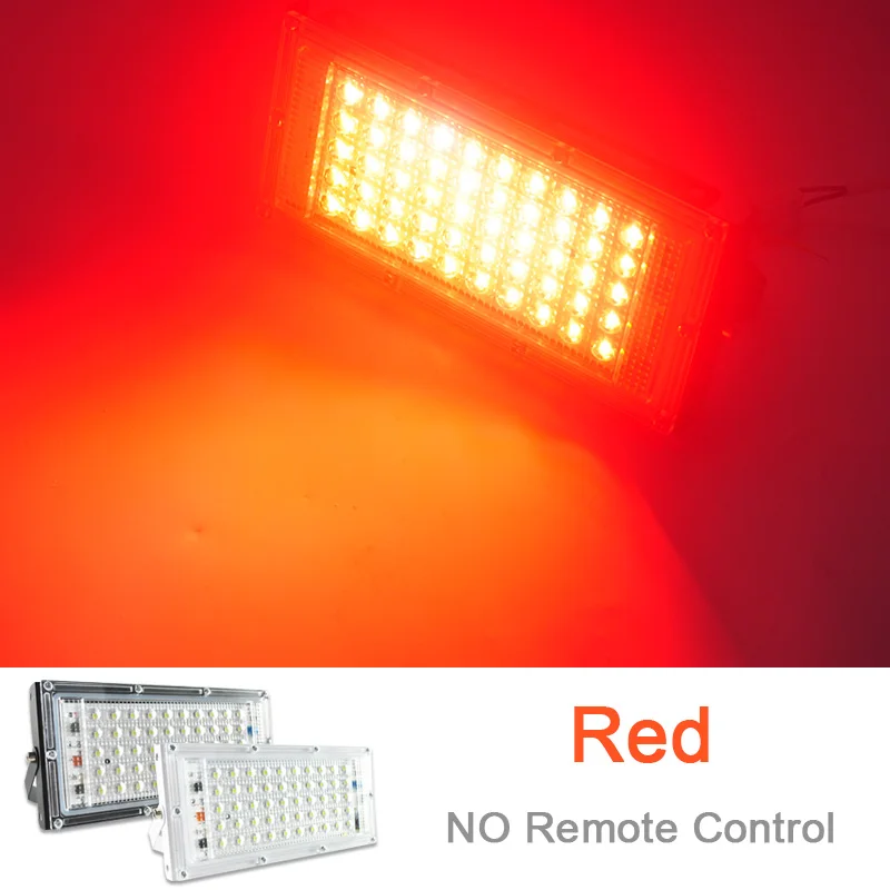 RED 2 шт. Светодиодный прожектор светильник 50 Вт 100 Вт RGB прожектор светильник уличный IP65 Водонепроницаемый наружной стены отражатель светильник ing AC220V 240V свет сада точечный светильник - Испускаемый цвет: RED
