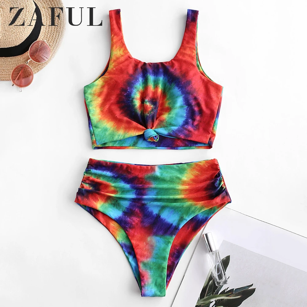 ZAFUL Women's High Waisted Bikini Scoop Neck Swimsuit Two Pieces Bathing Suit 