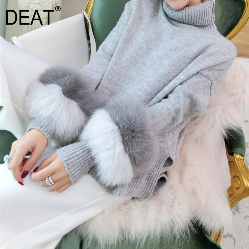 DEAT Elegant Leisure Turtleneck Pullover Full Sleeve Women Loose Plus Size Solid Sweater Outwear 2020 Autumn Winter New TD510 | Женская