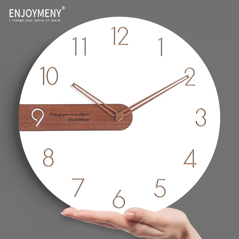 

White Wooden Watch Large Wall Clock Modern Design Kitchen Brief Living Room Clock Circular Creative Wall Clocks Home Decor 001