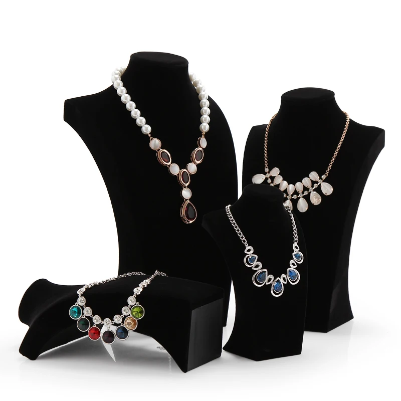 

Black Velvet Necklace Display Stand Jewelry Neck Mold Jewelry Rack Portrait Booth Model Neck Counter Jewelry Display Props YSUMI