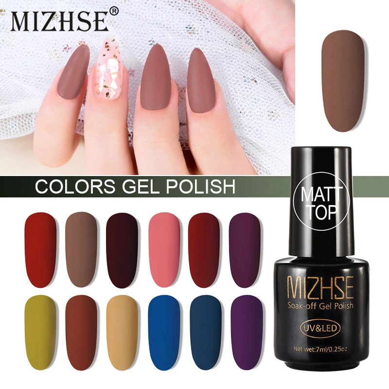 

MIZHSE Matte Top Coat Primer Color Nail Gel Polish UV Gel Nail Art Varnish Hybrid Soak Off Gel Lacquer Paint for Nails Manicure