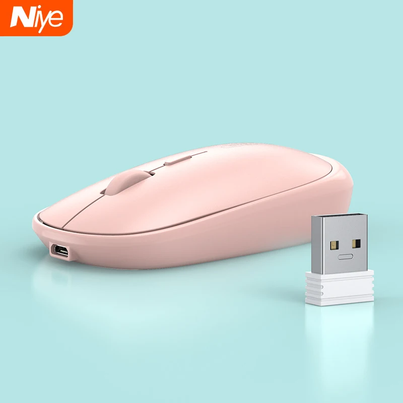 Rosa ratón de ratón inalámbrico de 2,4 GHz recargable ratones para ordenador jugador de juegos inalámbrico Mouse lindo casa Oficina escritorio ratones