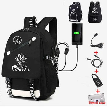 

Students School Backpacks Luminous USB Charging Goku Black Bags For Teenagers Travel Large Capacity Multifunction Backpacks