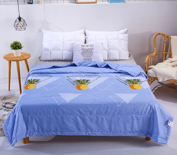 

Blue Comfortable Comforter Pineapple Quilt Duvet Microfiber Print Summer Air Conditioning Thin Blanket 150x200cm/200x230cm