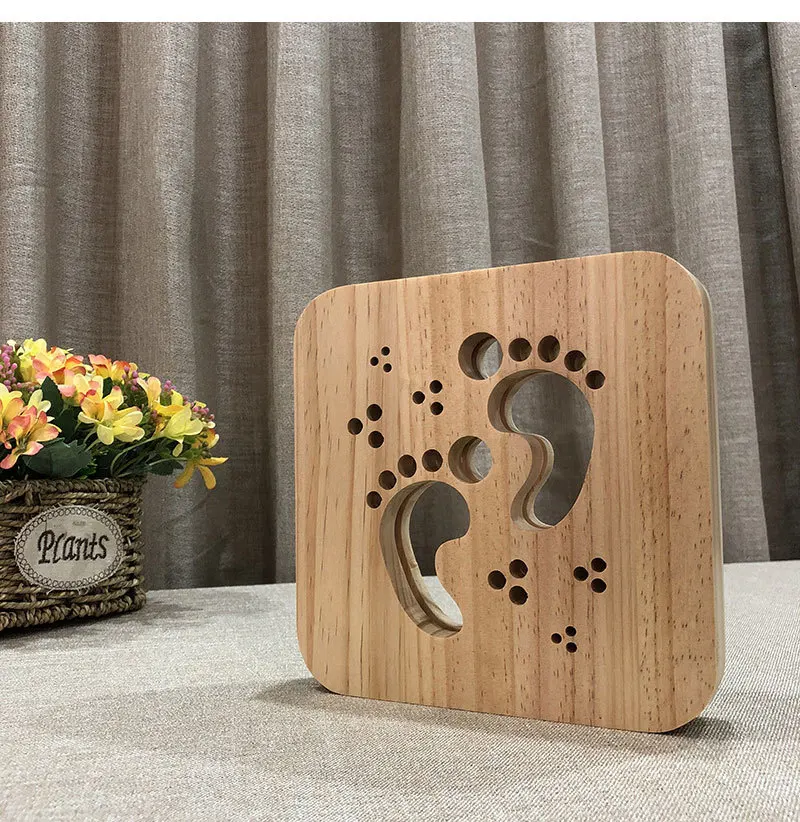 Feet Wooden 3D Night Light Decorative Night Lighting Baby Room USB Desk Table Lamp For Kids Children's Creative Gift Decor Nightlight (2)