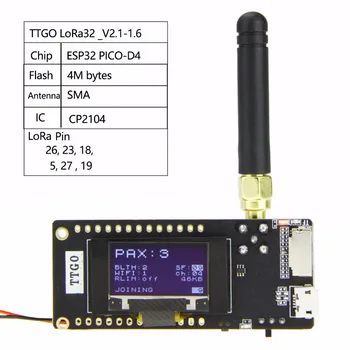 

ESP32-Paxcounter LoRa32 V2.1 1.6 Version 433/868/915MHZ LoRa ESP-32 OLED 0.96 Inch SD Card Bluetooth WIFI Module for Arduino
