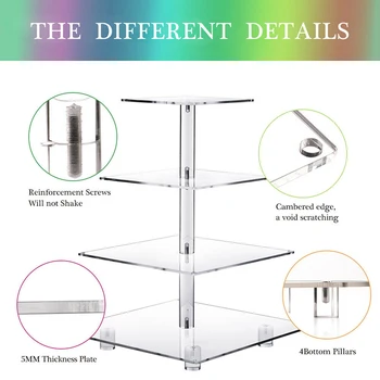 

4-Layer Square LED Light Cake Stand Holder Cake Display Rack For Party Wedding Birthday Festival Cake Stand Decoration