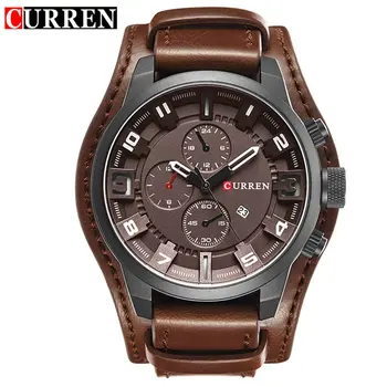 

Multi-Function Men'S Casual Business Quartz Watch Leather Strap 30 Meters Water Resistant Wrist Monitor Watch hot sale