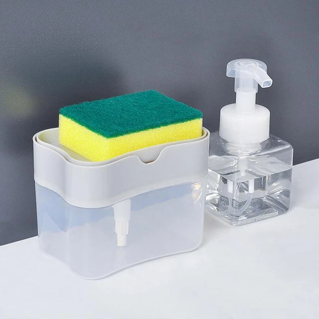 Kitchen Cleaning Liquid Dispenser Manual Push Type Box Dish Soap Container  with Sponge Holder Home Washing Liquid Storage Tools - AliExpress