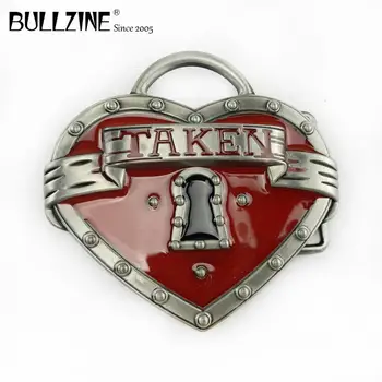 

The Bullzine wholesale Lock belt buckle with red enamel with pewter finish FP-02311-1 suitable for 4cm width belt