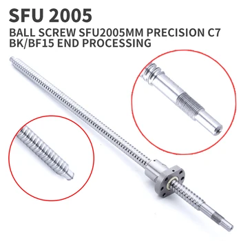 

High quality ball screw SFU2005 length can be customized plus one screw nut at both ends BKBF15 processing accuracy C7