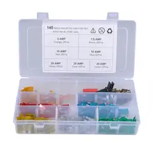 Dragonpad 140 шт микс разных Автомобиль Мотоцикл для грузовиков полоска предохранитель комплект 5A 7.5A 10A 15A 20A 25A 30Amp