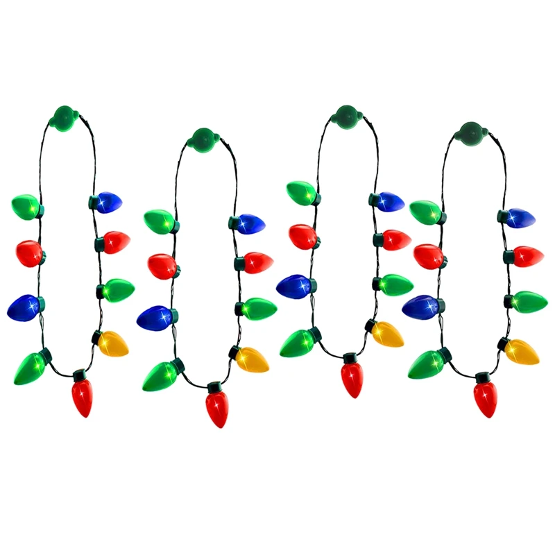 

4 Pack LED Light Up Christmas Bulb Necklace, perfect Choices for Party , Celebration, Holiday, Bar