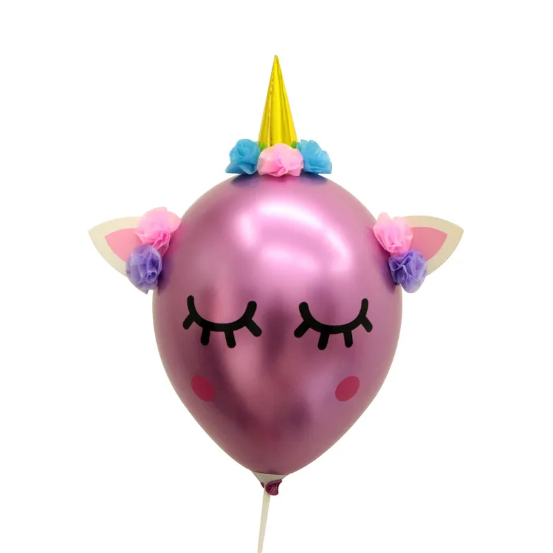Rose red unicorn DIY Единорог вечерние прозрачные единороги воздушные шары DIY 12 дюймов шары из латекса цвета металлик для детей на день рождения - Цвет: Rose red unicorn