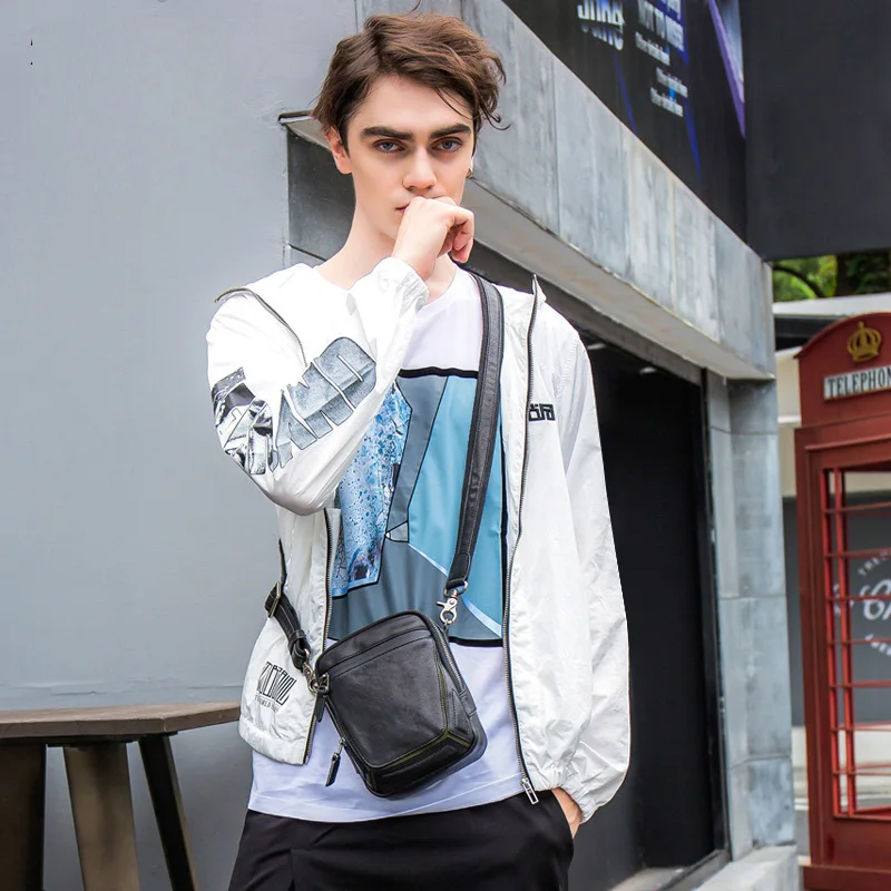 

Handmade Leather Shoulder-bag MEN'S Messenger Bag New Style Casual Vegetable Tanning Full-grain Leather Mini Bag Fashion