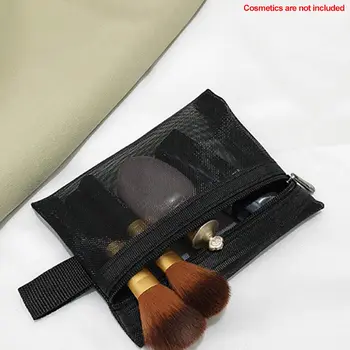 

Transparent Mesh Portable Wash Cosmetic Bag Travel Storage Zipper Multifunction Women Organizer Fashion Makeup Black Toiletry