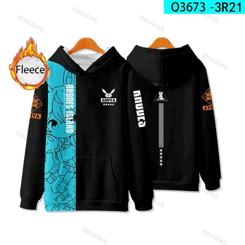 

Game Arknights 3D Printing Cosplay Protagonist Amiya Hoodie Men Women Anime Fleece Hoodie Costume Sweatshirt