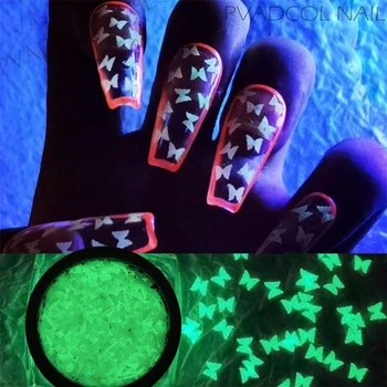 

Fluorescent Luminous Butterfly Nail Art Sequins Glow In The Dark Nails Flakes Slices Tips Manicure Salon Decorations