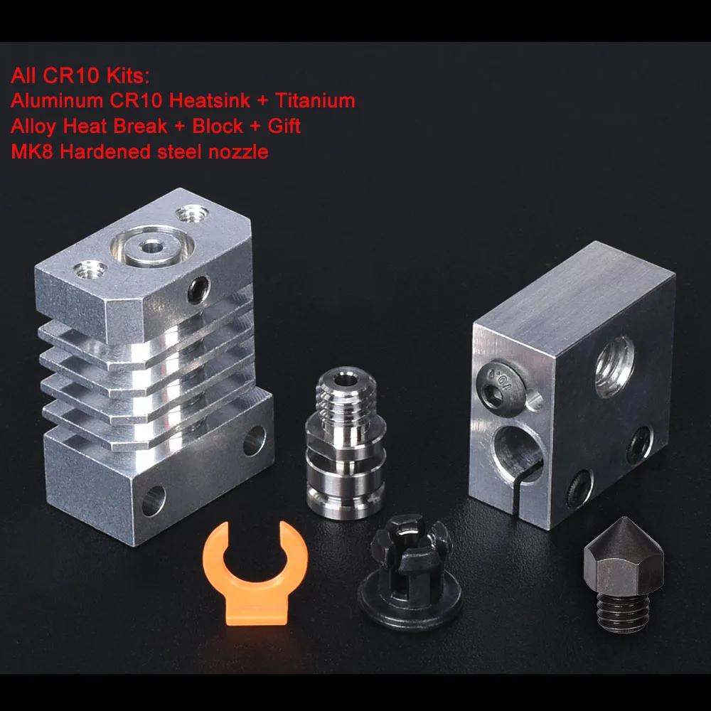 CR10 радиатор Hotend Тепловой разрыв все металлические детали для модернизации для CR-10 Ender3 3d принтер MK8 сопло микро Швейцарский CR10 титановый блок