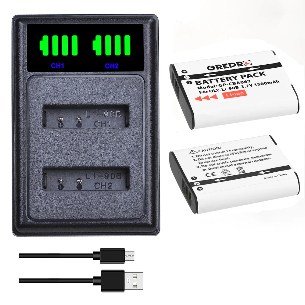 1500mAh Li-90B Li-92B Li90B Battery + Li 90B Charger with Type-c and USB Port for Olympus Tough TG-6 tg-tracker SH-1 SH-2 TG-5 |