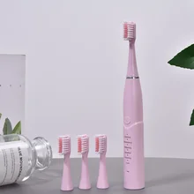 Электрическая звуковая зубная щетка 6 режимов для взрослых, 4 зубные насадки, перезаряжаемый инструмент для удаления пятен, отбеливания полости рта