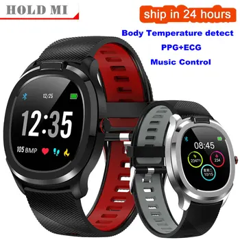 

ECG+PPG Body Temperature Monitor Heart Rate Blood Pressure Smart Watch Fitness tracker T01 Sport Wristwatch