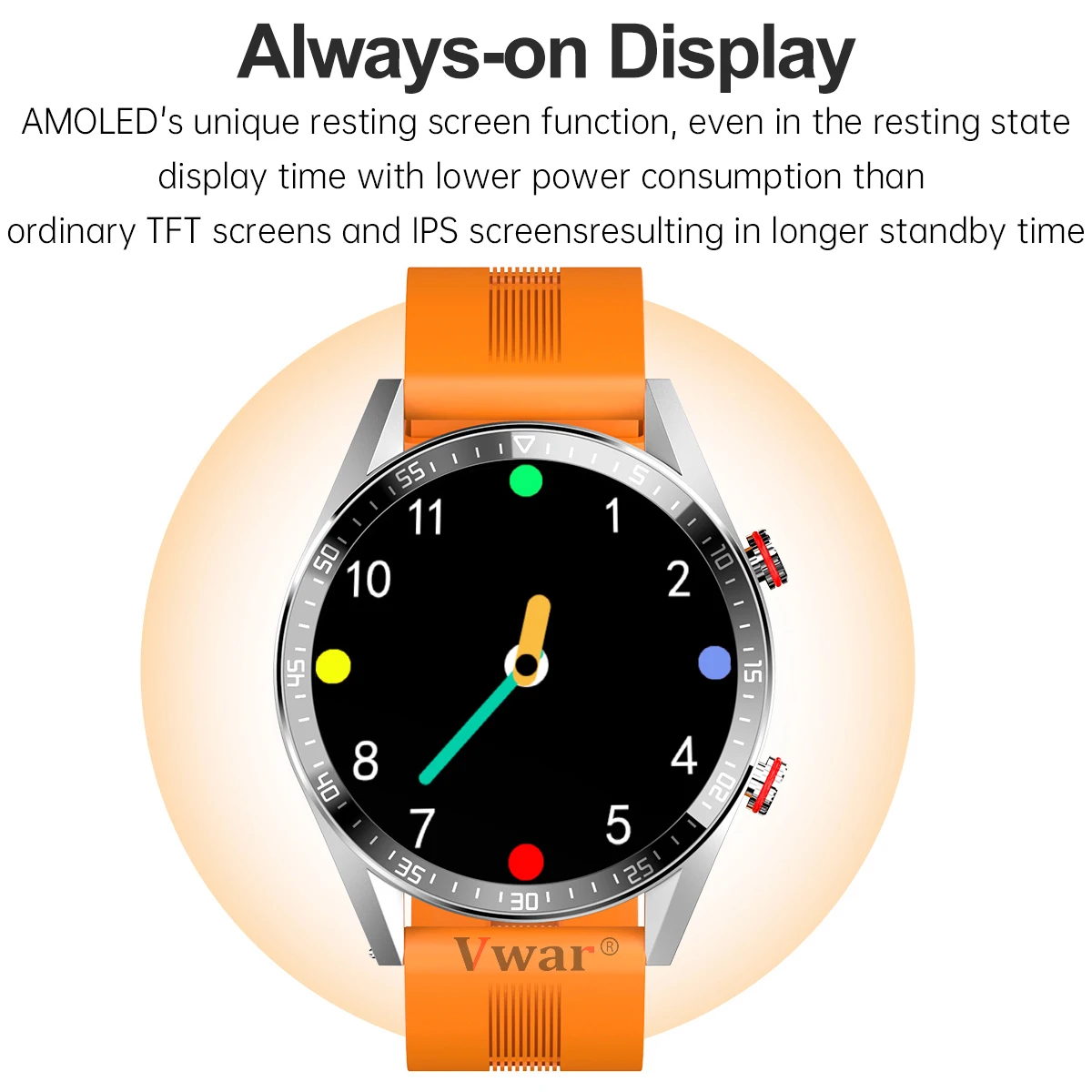 Vwar REX Pro Bluetooth Call Smart Watch AMOLED Screen Always on Display 4G Storage TWS Music Men Smartwatch Blood Pressure Clock
