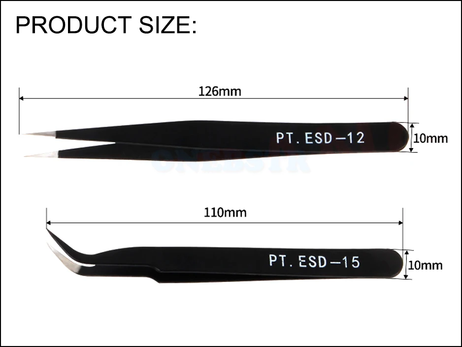 Anti-static small tweezers stainless steel straight elbow cleaning residual supplies tools DIY 3d Printer parts 11
