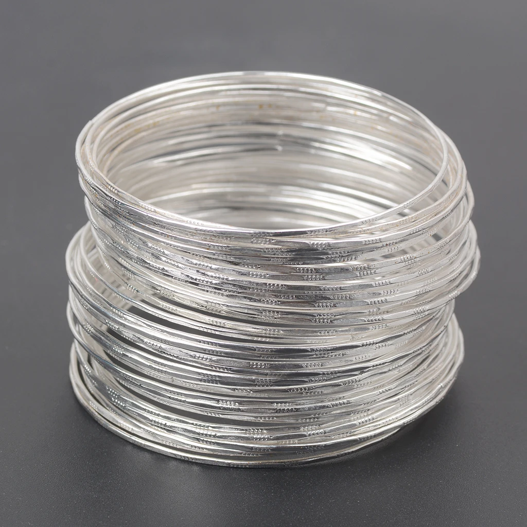 50Pcs Silver Ultra Thin Hoop Bracelet Cuff Bangle Wristband For Women Girls fashion jewelry fashion bracelet