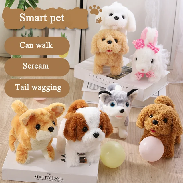 Electric simulation pet toy will bark, move, walk, wag its tail, funny robot dog plush toy, children’s gift 1