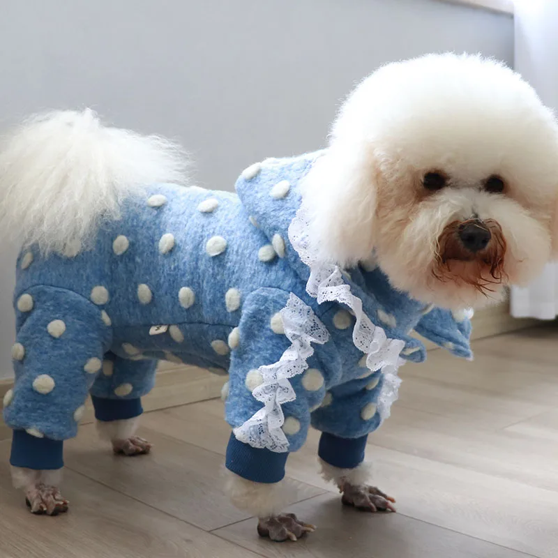 

Комбинезон для собак и щенков, зимняя теплая куртка на молнии с капюшоном, мягкий утепленный шерстяной тканевые пижамы для маленьких собак, пальто для чихуахуа