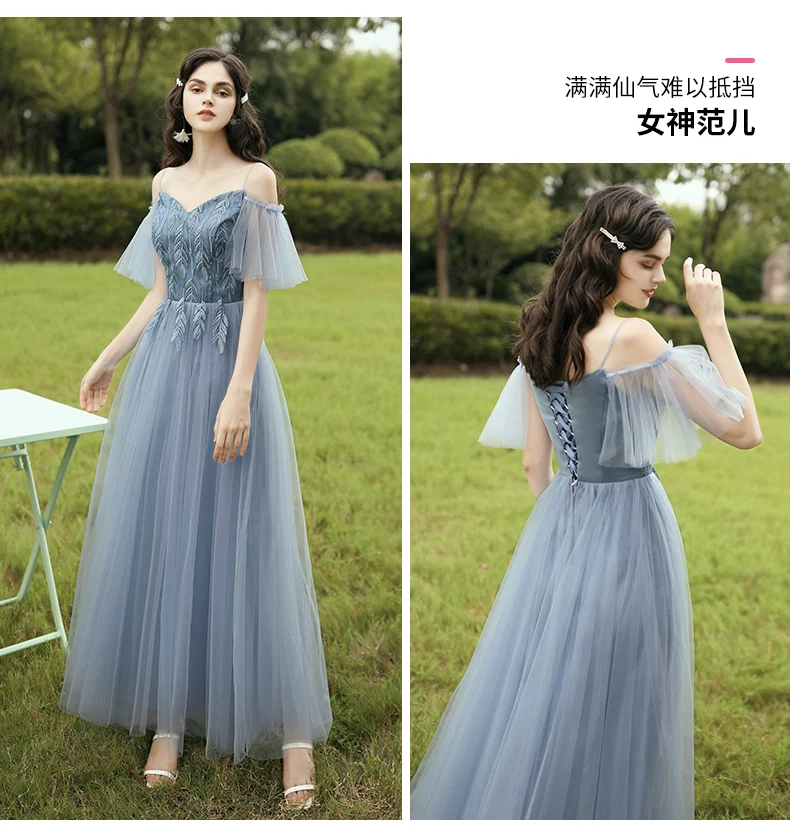 JYX-88108# платье подружки невесты длинное серое, синее, красное, винно-коричневое платье для свадебной вечеринки, выпускного вечера рождественское бальное платье дешевая для девочек