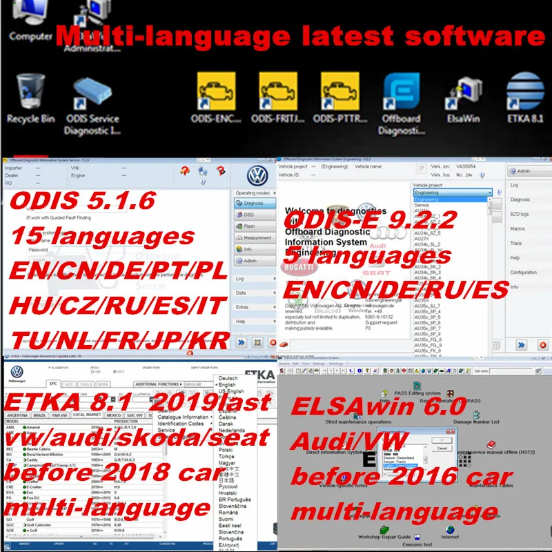 11 Vas 5054A Odis 5.1.6 программное обеспечение с инженерной 9/EKA 8/Elawin 6 VAS 6154 500GB SSD для AUDI/V-W GEKO онлайн кодирование входа