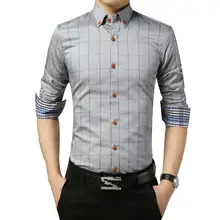 Модный бренд осени; Для мужчин одежда Slim Fit Для мужчин рубашка с длинными рукавами Для мужчин клетчатая хлопковая Повседневное Для мужчин рубашка социальных размера плюс M-5XL