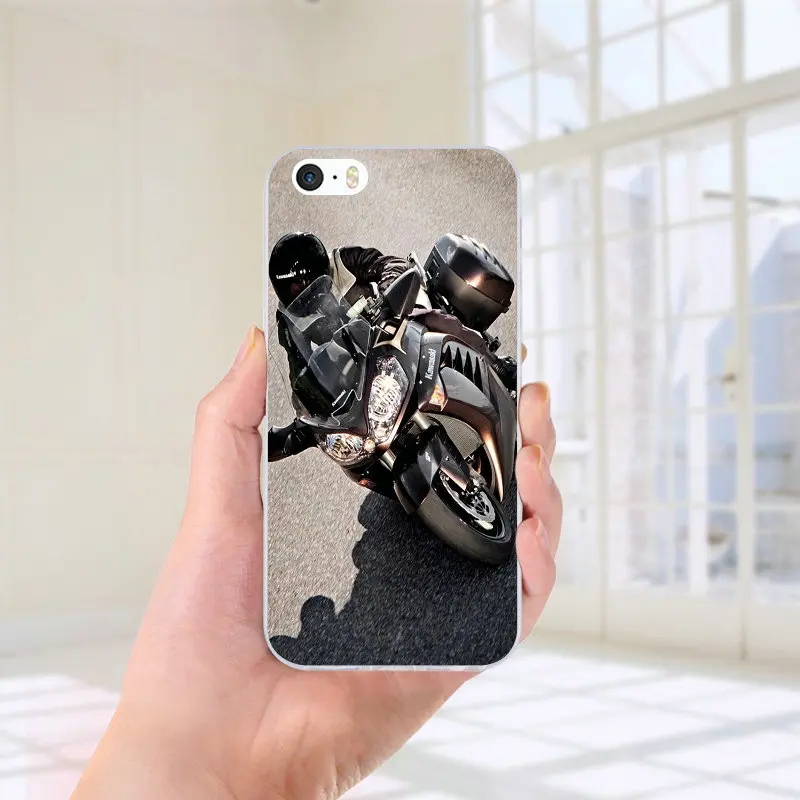 Мягкие силиконовые чехлы из ТПУ для телефонов iPhone X XR XS Max 8 7 6S 6 Plus 5 5S SE 5C 4S 4 Shell классический мотоцикл дизайн - Цвет: Picture 1