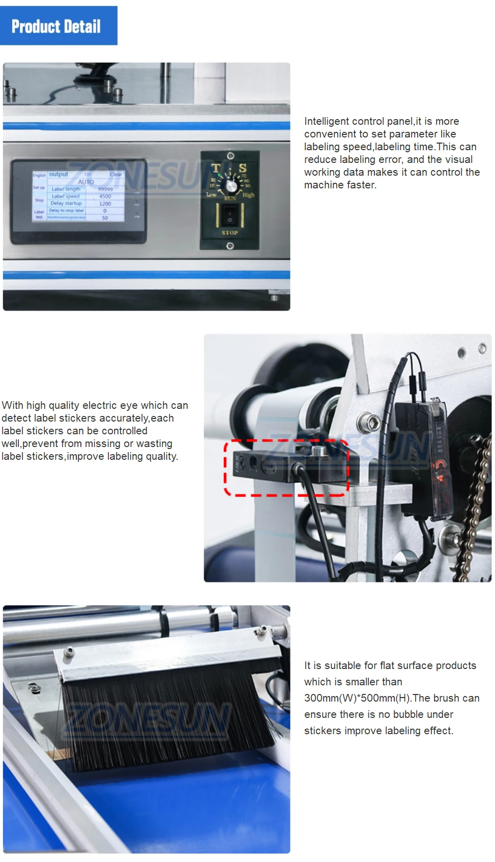 ZONESUN ZS-TB150PB Automatic Flat Surface Labeling Machine